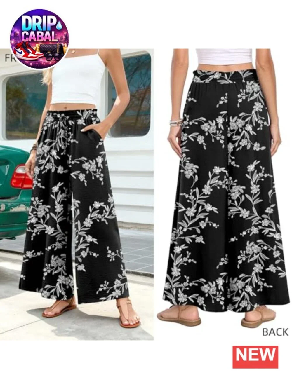 Wide Leg Palazzo Pants for Women - Flow Loose Fit High Waist Pocket Slacks